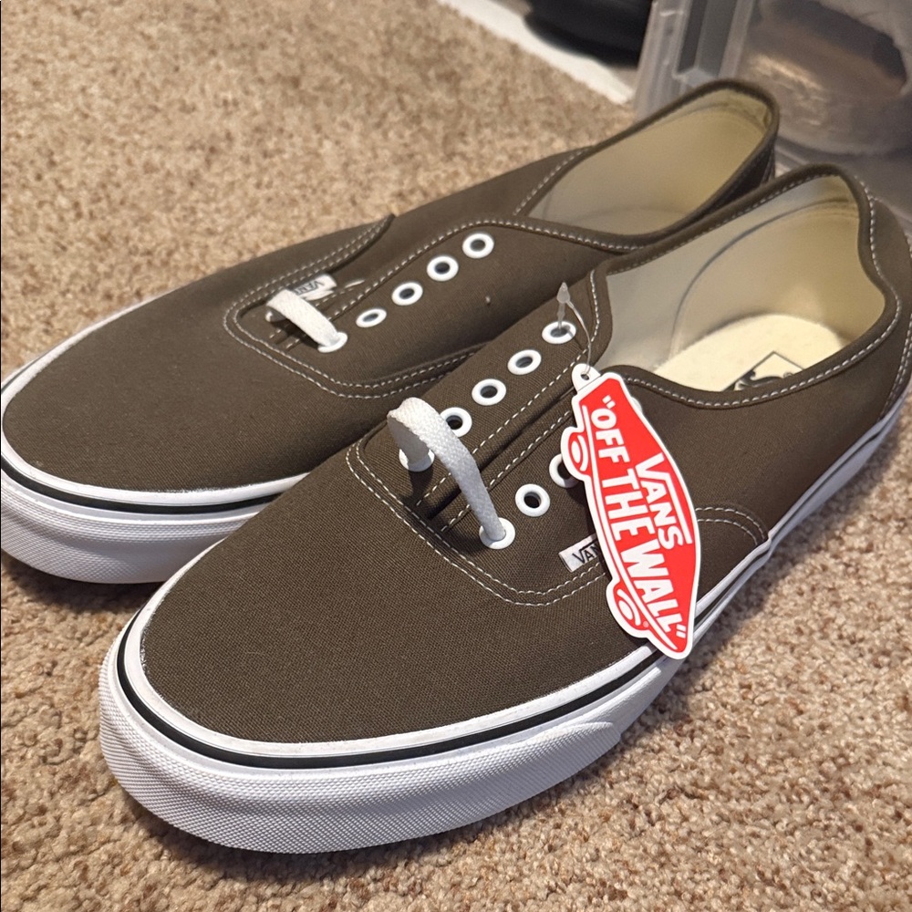 Vans Men's Olive Canvas Sneakers - Picture 2 of 6